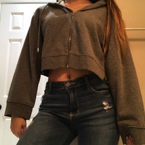 crop top zip hoodie